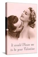 It Would Please Me to Be Your Valentine Couple Smooching-null-Stretched Canvas