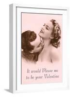 It Would Please Me to Be Your Valentine Couple Smooching-null-Framed Art Print