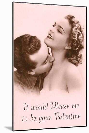 It Would Please Me to Be Your Valentine Couple Smooching-null-Mounted Art Print