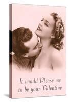 It Would Please Me to Be Your Valentine Couple Smooching-null-Stretched Canvas