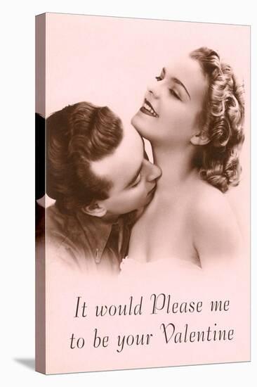 It Would Please Me to Be Your Valentine Couple Smooching-null-Stretched Canvas