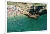 Italia, Apulia, Polignano a Mare. Crowded beach on a weekend. green.-Michele Molinari-Framed Photographic Print