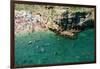 Italia, Apulia, Polignano a Mare. Crowded beach on a weekend. green.-Michele Molinari-Framed Photographic Print