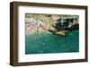 Italia, Apulia, Polignano a Mare. Crowded beach on a weekend. green.-Michele Molinari-Framed Photographic Print