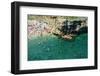 Italia, Apulia, Polignano a Mare. Crowded beach on a weekend. green.-Michele Molinari-Framed Photographic Print