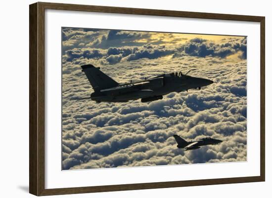 Italian Air Force Amx-Acol Aircraft Flying Above the Clouds-Stocktrek Images-Framed Photographic Print