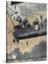 Italian Airship Bombing Turkish Positions in Libya, 1912-null-Stretched Canvas