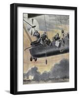Italian Airship Bombing Turkish Positions in Libya, 1912-null-Framed Giclee Print