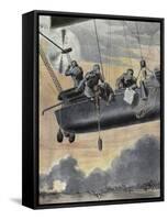 Italian Airship Bombing Turkish Positions in Libya, 1912-null-Framed Stretched Canvas