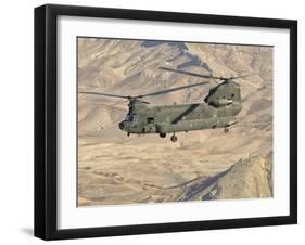 Italian Army CH-47C Chinook Helicopter in Flight over Afghanistan-Stocktrek Images-Framed Photographic Print