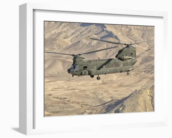 Italian Army CH-47C Chinook Helicopter in Flight over Afghanistan-Stocktrek Images-Framed Photographic Print