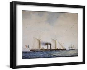 Italian Battleship Affondatore, 1866, 19th Century, Watercolor-null-Framed Giclee Print