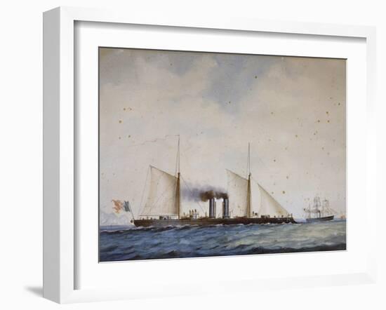 Italian Battleship Affondatore, 1866, 19th Century, Watercolor-null-Framed Giclee Print