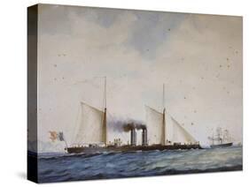 Italian Battleship Affondatore, 1866, 19th Century, Watercolor-null-Stretched Canvas