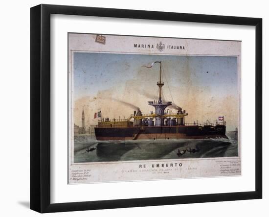 Italian Battleship Re Umberto, 19th Century-null-Framed Giclee Print