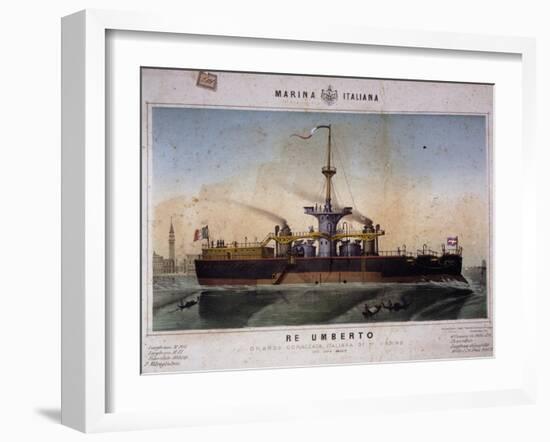 Italian Battleship Re Umberto, 19th Century-null-Framed Giclee Print