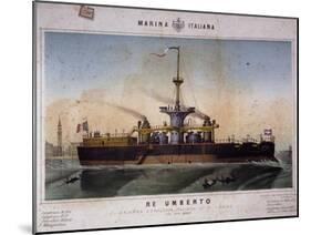 Italian Battleship Re Umberto, 19th Century-null-Mounted Giclee Print