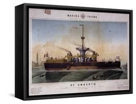 Italian Battleship Re Umberto, 19th Century-null-Framed Stretched Canvas