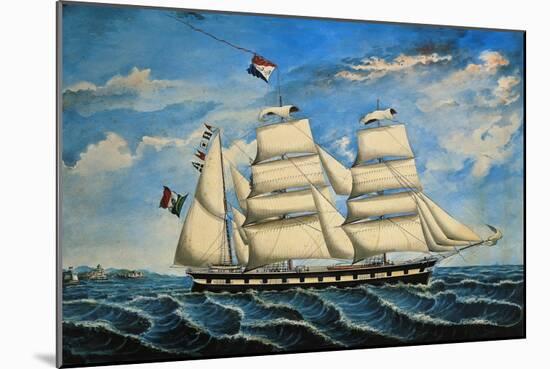 Italian Brigantine Fanny Gattorno, 1869, Watercolour by Anthony Luzzo, Italy, 19th Century-null-Mounted Giclee Print