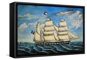 Italian Brigantine Fanny Gattorno, 1869, Watercolour by Anthony Luzzo, Italy, 19th Century-null-Framed Stretched Canvas