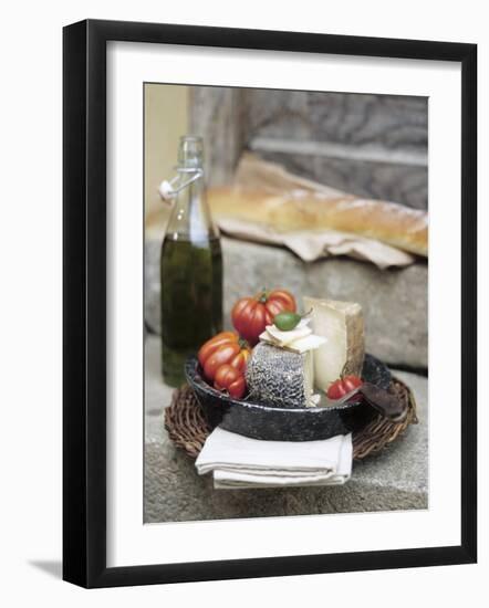 Italian Cheese, Tomatoes, Olive Oil and White Bread-null-Framed Photographic Print