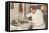 Italian Chef Making Pizza-null-Framed Stretched Canvas