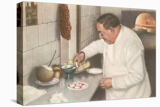 Italian Chef Making Pizza-null-Stretched Canvas