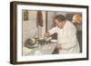 Italian Chef Making Pizza-null-Framed Art Print