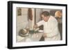 Italian Chef Making Pizza-null-Framed Art Print