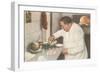 Italian Chef Making Pizza-null-Framed Art Print