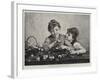 Italian Children Arranging Flowers-Luigi Bechi-Framed Giclee Print