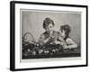 Italian Children Arranging Flowers-Luigi Bechi-Framed Giclee Print