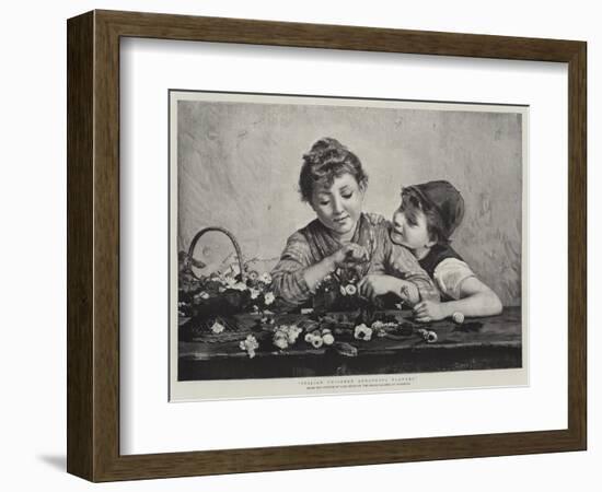 Italian Children Arranging Flowers-Luigi Bechi-Framed Giclee Print