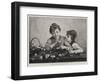 Italian Children Arranging Flowers-Luigi Bechi-Framed Giclee Print