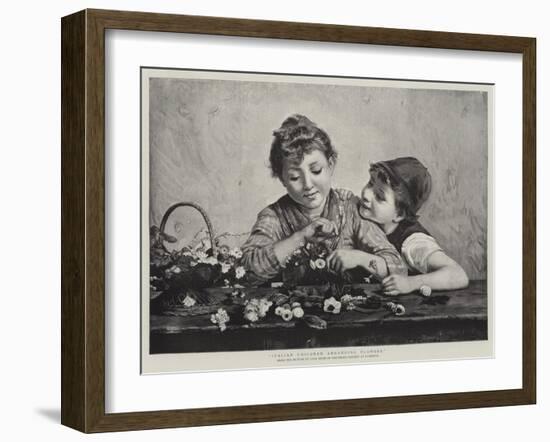 Italian Children Arranging Flowers-Luigi Bechi-Framed Giclee Print