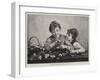 Italian Children Arranging Flowers-Luigi Bechi-Framed Giclee Print