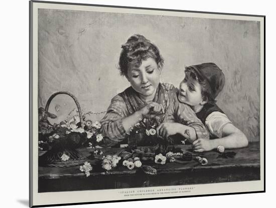 Italian Children Arranging Flowers-Luigi Bechi-Mounted Giclee Print