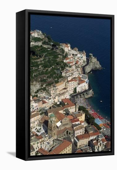 Italian Coastal Town-Vittoriano Rastelli-Framed Stretched Canvas