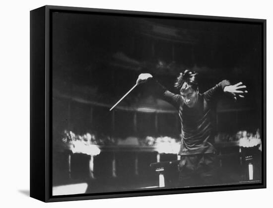 Italian Conductor Claudio Abbado Rehearsing the La Scala Opera Orchestra-Alfred Eisenstaedt-Framed Stretched Canvas