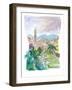 Italian Country Town Liguria with Creek And Bridge-M. Bleichner-Framed Art Print