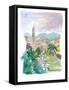 Italian Country Town Liguria with Creek And Bridge-M. Bleichner-Framed Stretched Canvas