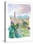 Italian Country Town Liguria with Creek And Bridge-M. Bleichner-Stretched Canvas