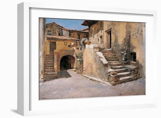 Italian Courtyard, 1886-Frank Duveneck-Framed Giclee Print