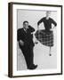 Italian Dir. Federico Fellini and Actress Wife Giulietta Masina Posing in Studio-Gjon Mili-Framed Premium Photographic Print