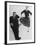 Italian Dir. Federico Fellini and Actress Wife Giulietta Masina Posing in Studio-Gjon Mili-Framed Premium Photographic Print