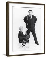 Italian Director Federico Fellini and Actress Wife Giulietta Masina Posing in Studio-Gjon Mili-Framed Premium Photographic Print
