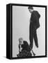 Italian Director Federico Fellini and Actress Wife Giulietta Masina Posing in Studio-Gjon Mili-Framed Stretched Canvas