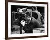 Italian director Michelangelo Antonioni (1912 - 2007) on the set of his film Blow Up, 1967 (b/w pho-null-Framed Photo