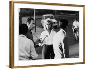Italian director Michelangelo Antonioni (1912 - 2007) on the set of the film L'eclisse with Monica-null-Framed Photo