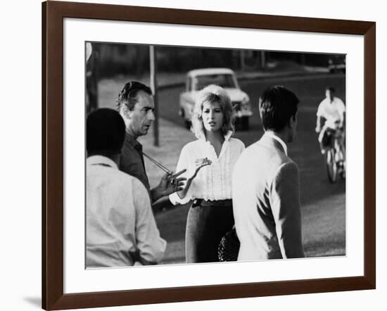 Italian director Michelangelo Antonioni (1912 - 2007) on the set of the film L'eclisse with Monica-null-Framed Photo